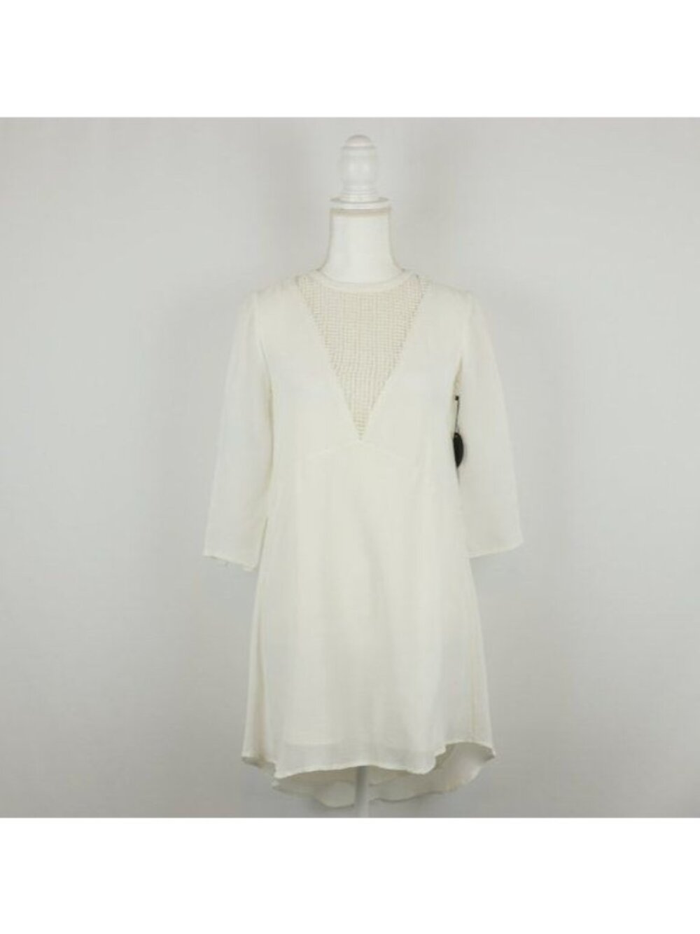 Amuse Society Women's Extra Small White 3/4 Sleeve A-Line Woven Mini Dress